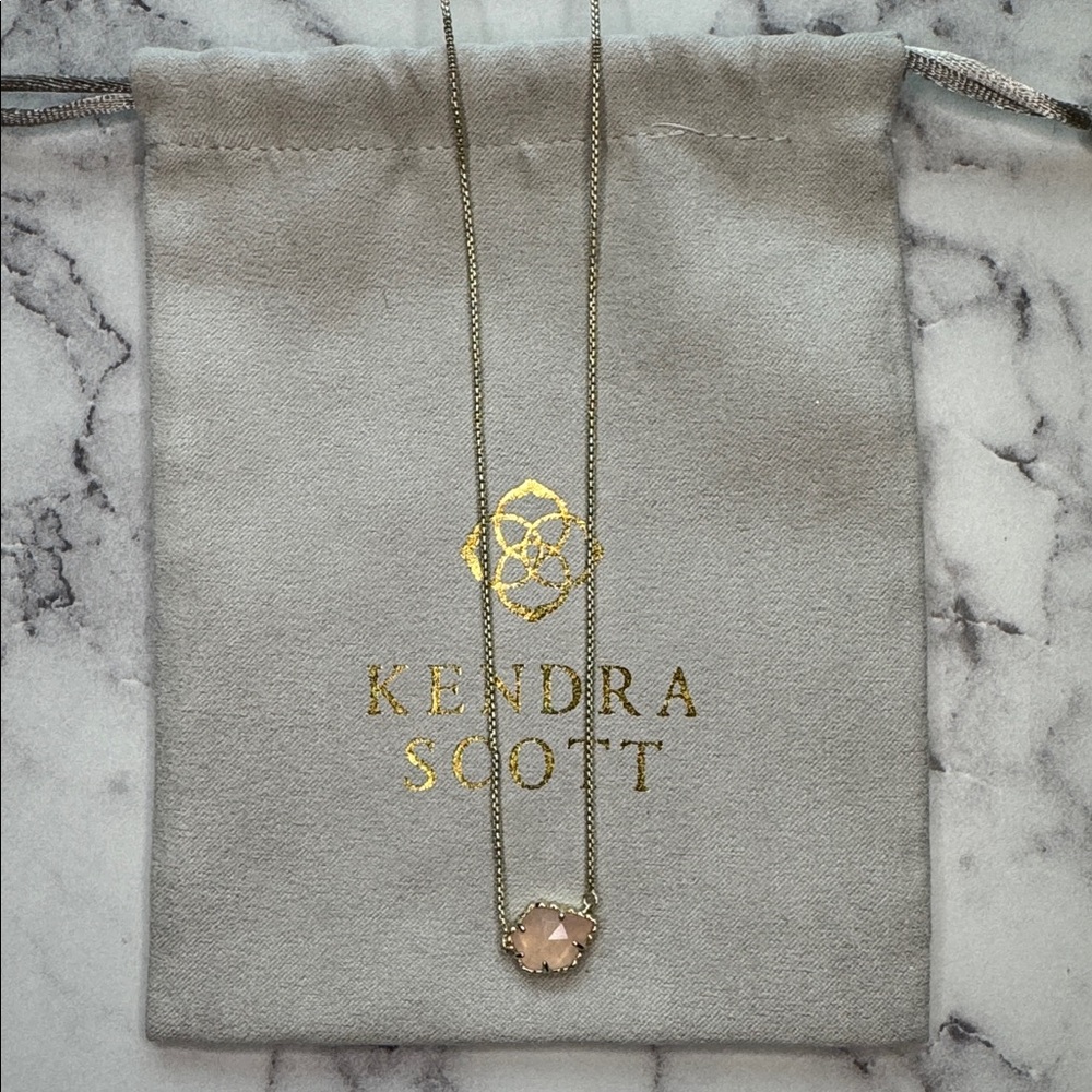 Kendra Scott Tess Silver Tone Drusy Pendant Necklace Pink - Picture 2 of 3